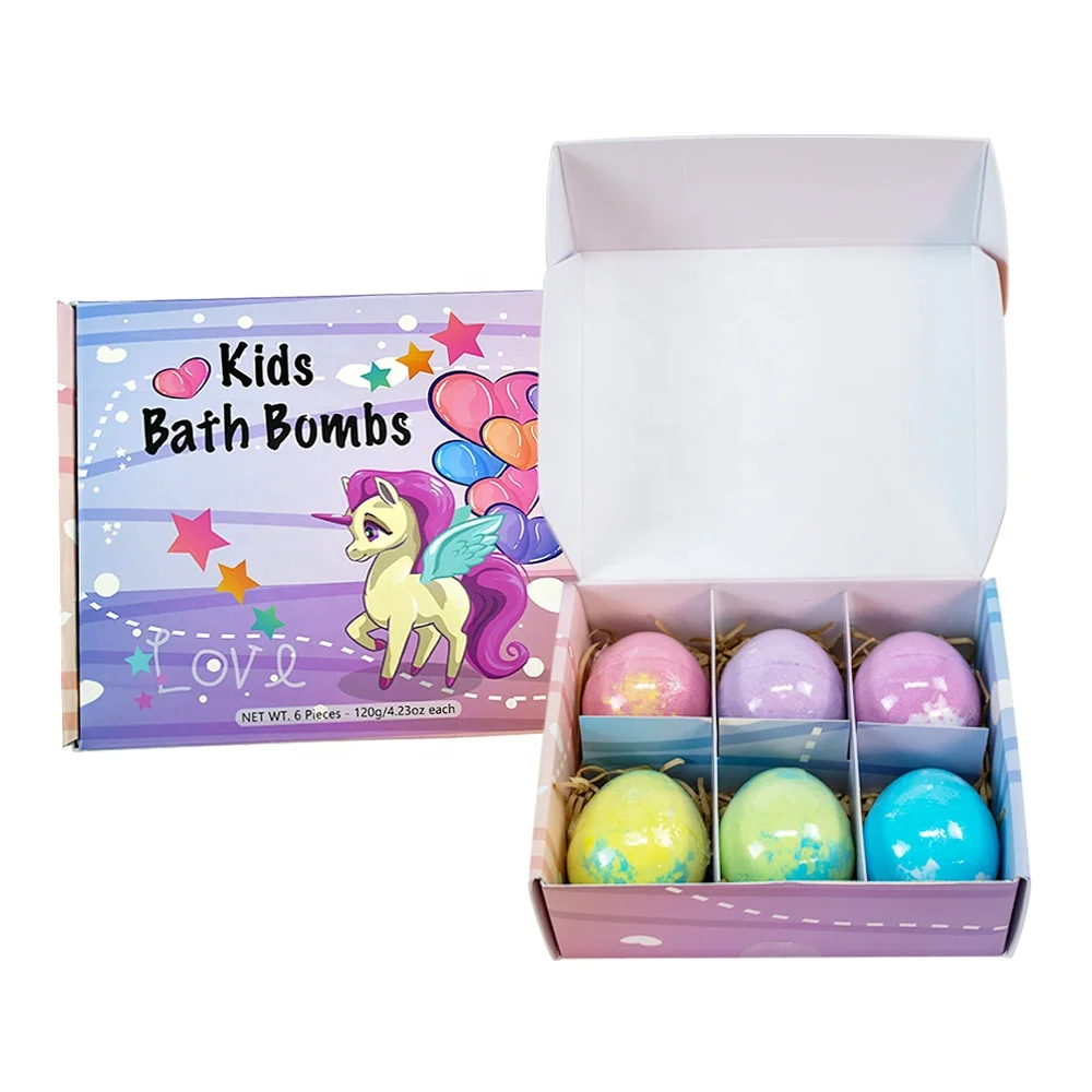 

Wholesale private label colorful organic funny egg vegan fizzy bath bombs with unicorns toys inside for kids