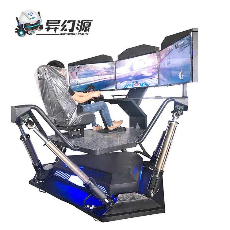 

Top sales 3DOF 6DOF 9D VR Set Simulator dynamic super arcade car racing game machine, White, red, black