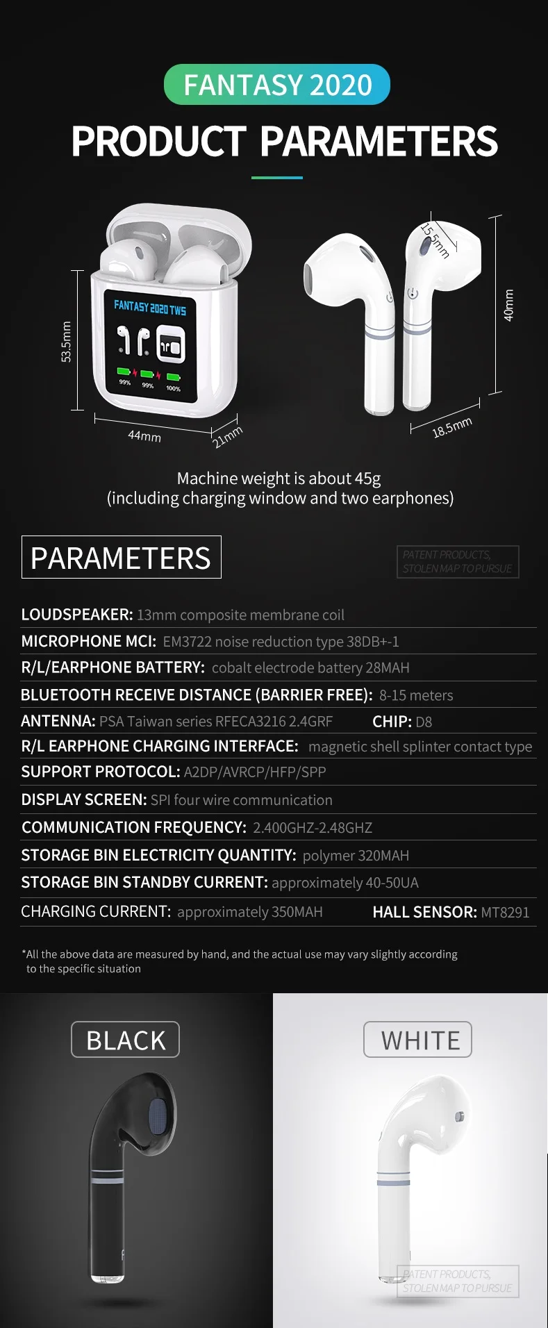 Fantasy 2020 Tws Stereo BT5.0 Earbuds Wireless Headphone Earphone True Wireless Headset With Screen Display - ANKUX.COM