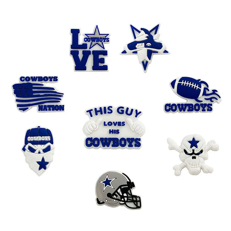 

Hot selling creative Sports team charm decoration soft PVC croc charms wholesale shoe accessories