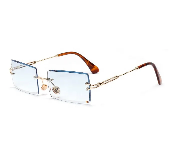 

Women's Square Frameless Sunglasses With Vintage Diamond-cut Edges