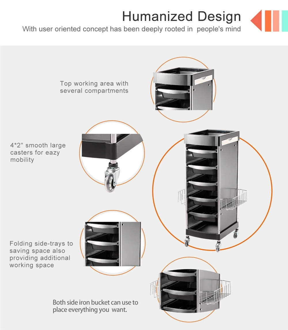 X11-E Wholesale customization deluxe beauty salon drawer storage trolley rolling salon trolley