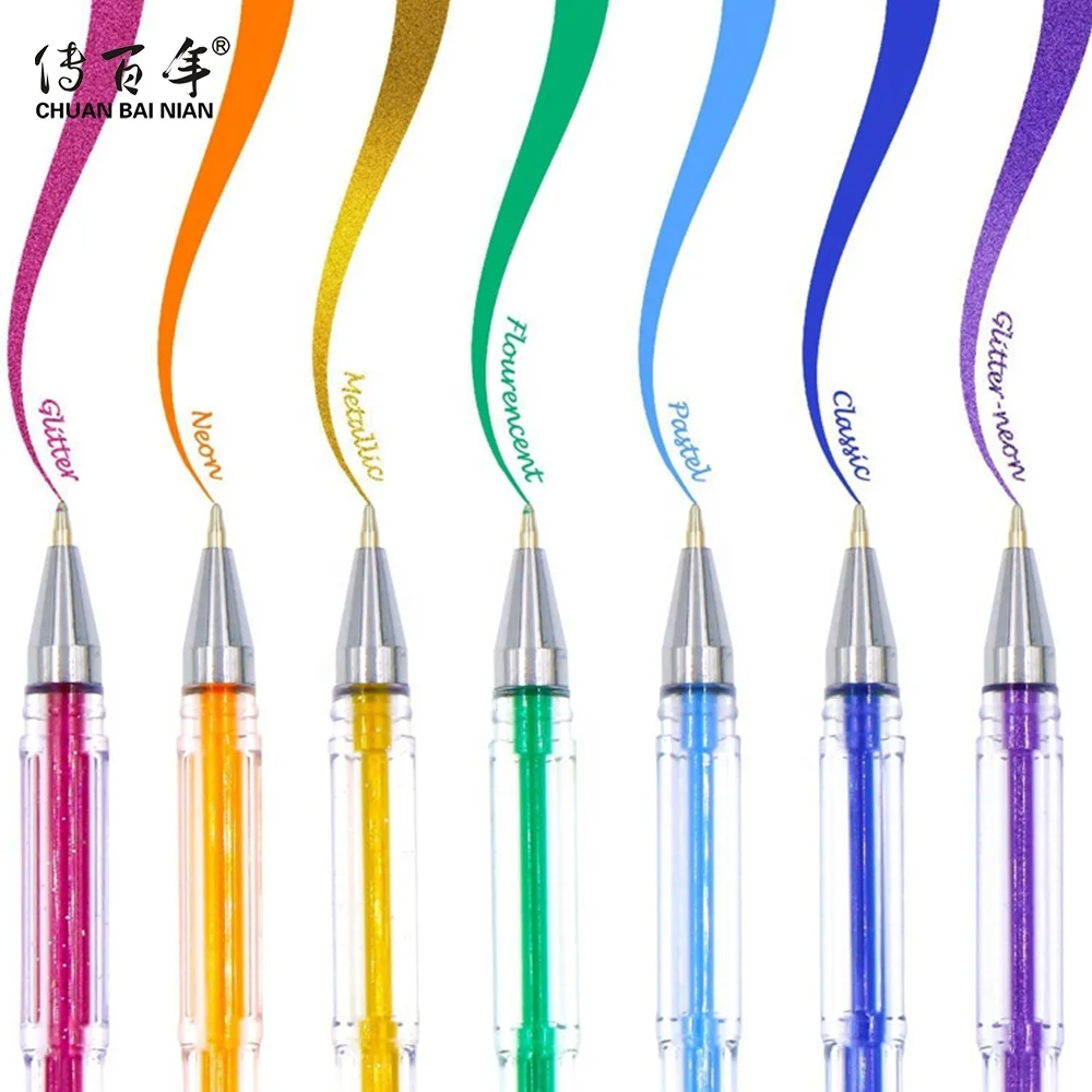 
Amazon Hot Selling Custom Multifunctional Drawing Painting Writing 100 Colors Glitter Gel Pens Set 
