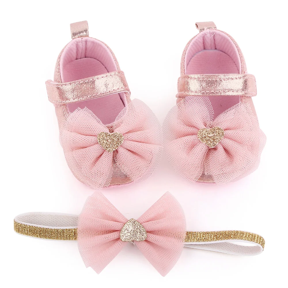 

0-1 year old female princess shoes flower baby shoes dress shoes headband suit, White, silver, gold, pink,champagne, red, black