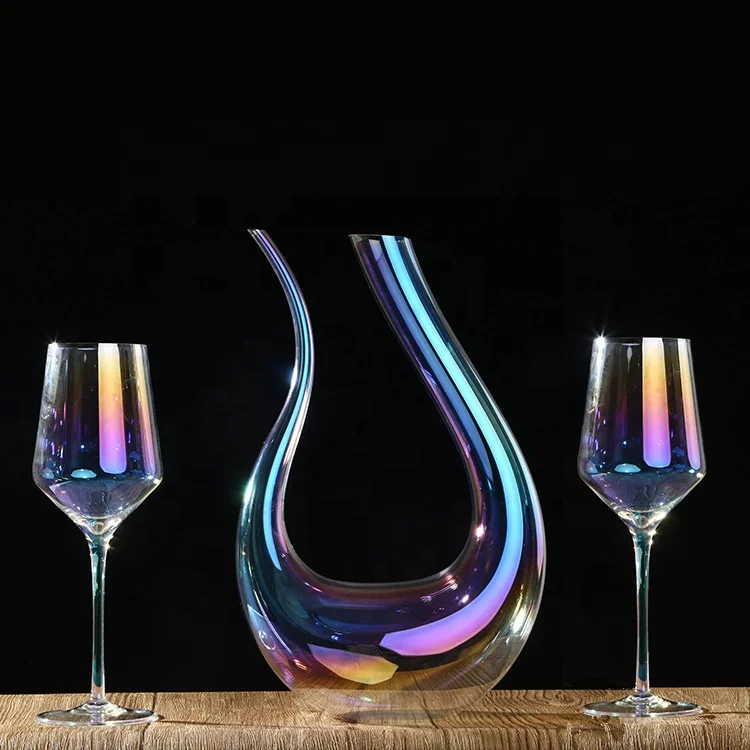 

Luxury Crystal Rainbow Color Glass Wine Decanter Set for Sale