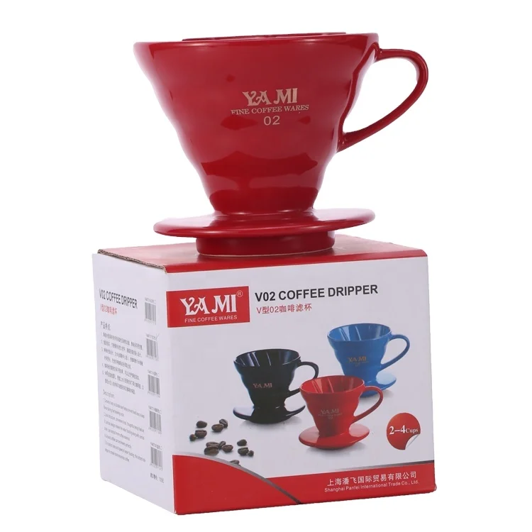 

YAMI Best Selling Hand Brew Ceramic V60 Coffee Dripper Filter, Red/brown/blue/white/black