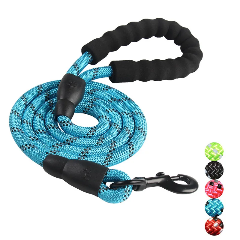 

Hot sale factory direct premium slip nylon rope dog leash, Blue/pink/red/black/green/purple/black green/black blue