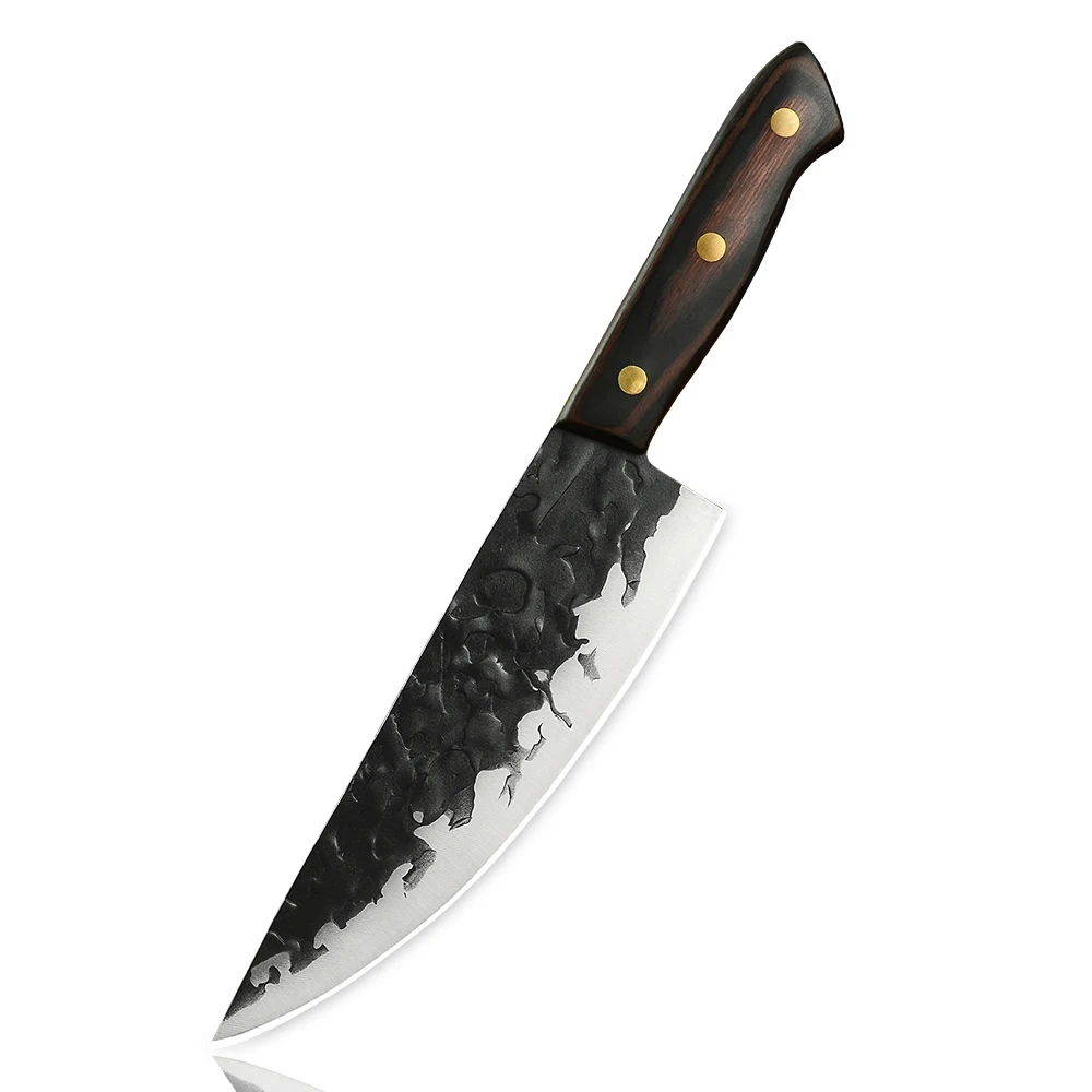 

Wholesale Super Sharp  Non-stick Blade Pakka Wood Handle Full Tang Stainless Steel Handmade Chef Knife