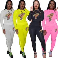 

Women's Printed Design fitness 2 Piece Sets Female Sport Tracksuit Winter clothes
