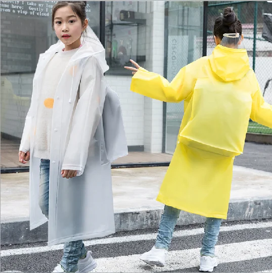 

Solid Color Botton Waterproof Raincoat for Children, White/pink/yellow/blue