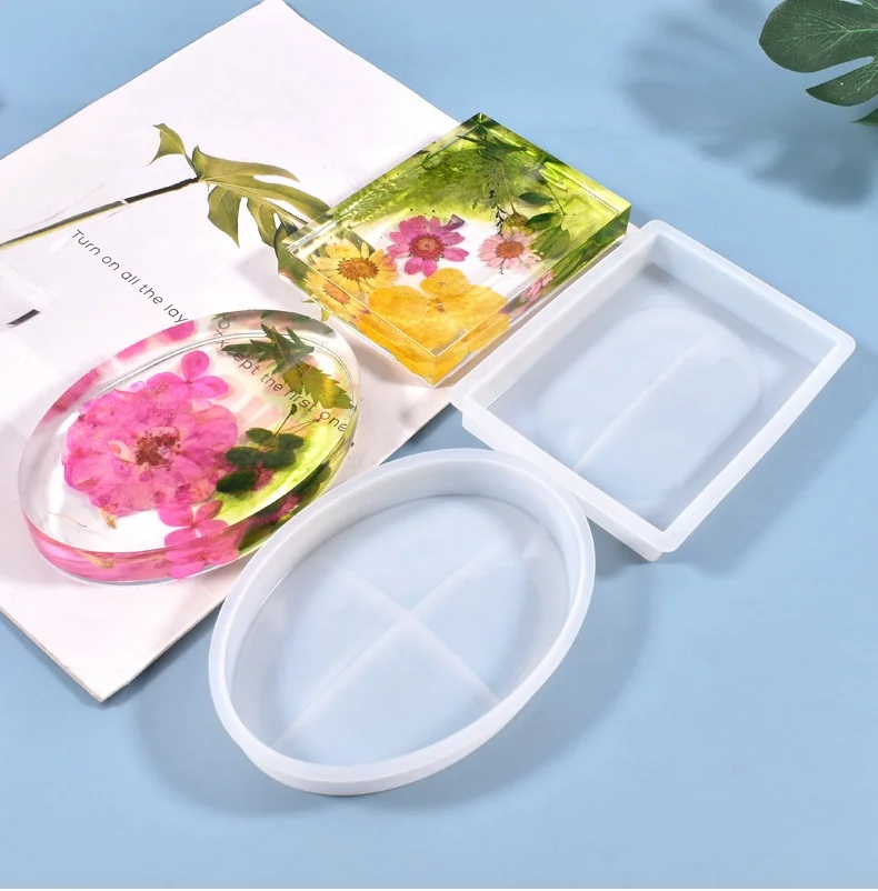 

Handmade DIY Resin Epoxy Mould Square Oval Shape Jewelry Tray Making Mold Silicone Soap Dish Holder Resin Mold, Clear silicone mold