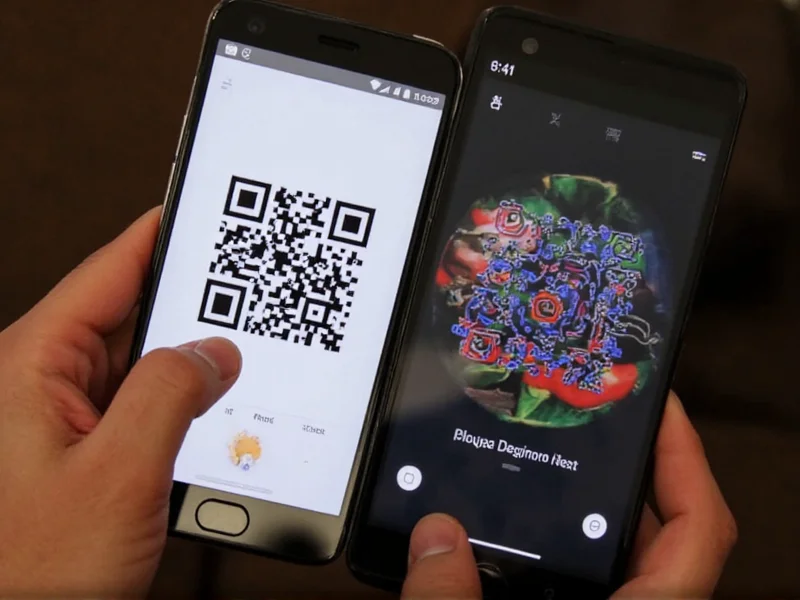 QR code color contrast testing on smartphone display