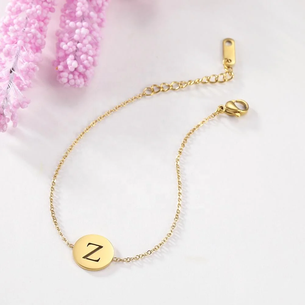 

A-Z initial Letter Bracelet Gold Jewelry 26 Alphabets Letter Charm Bracelet Femme Classical Stainless Steel Bijoux Women Jewelry, Steel/gold/rose gold and other