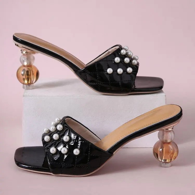 

Pearl Sandals 2021Woman High Heels Sandals Outdoor Shoes Plus Size Pearl slippers, Picture