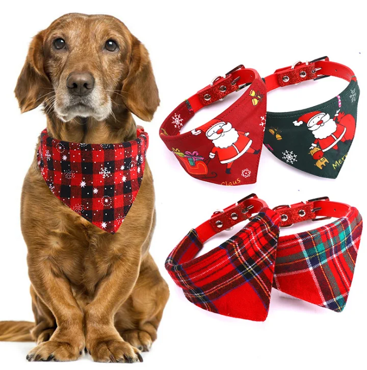 

Fashion Christmas Breathable Warm pet Gifts accessories Outdoor Dog triangular collar scarf, Picture shows