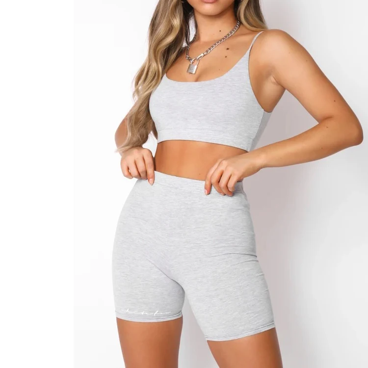 

custom LOGO bra and custom spandex sexy tight short suit women sets with logo, Custom colors