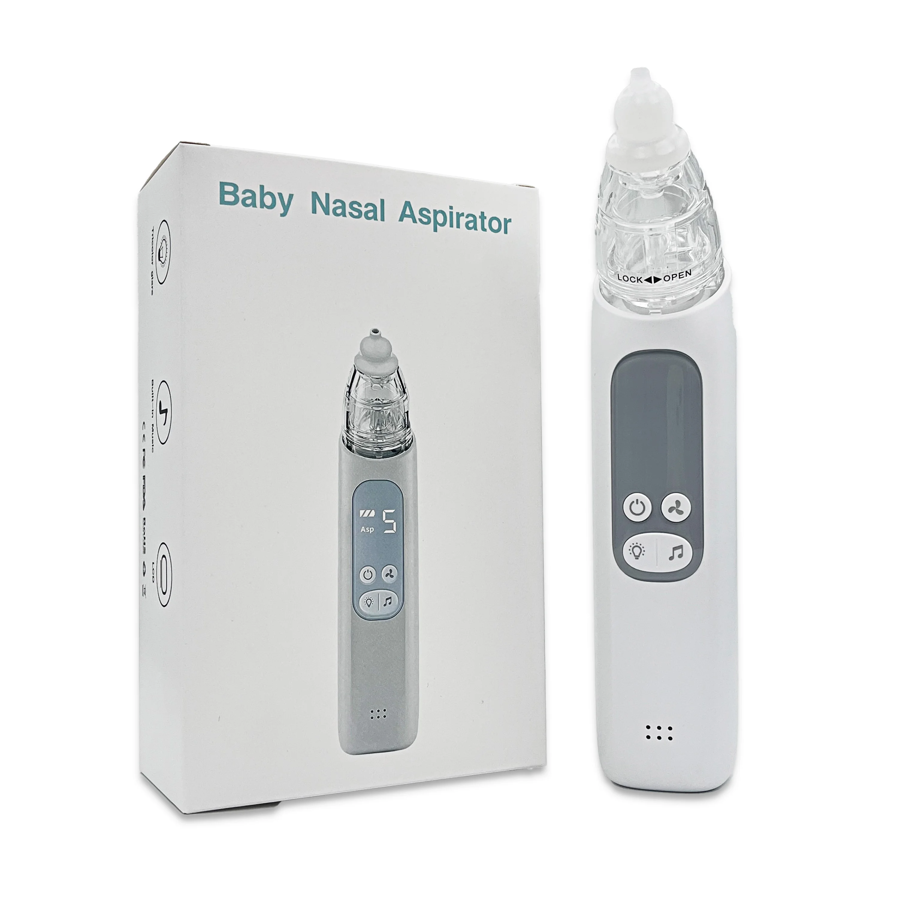 

IKSBEAUTY Children Electric Nasal Aspirator Baby Cleaning 5 Level Adjustment, White