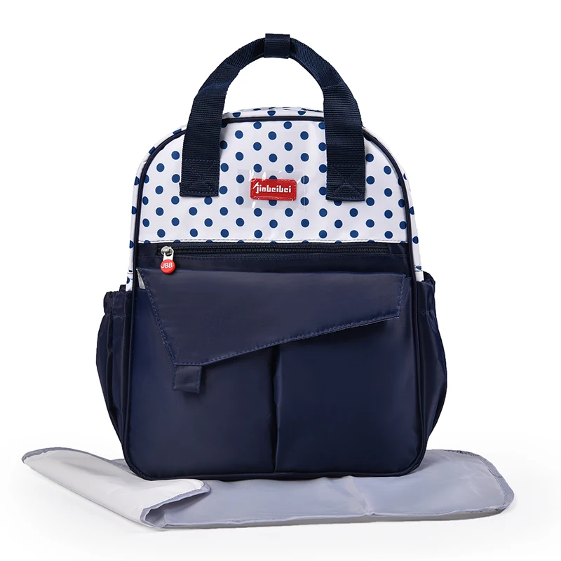 

Multi-function diaper bag, mommy backpack, baby bag changing pad printing, Deep blue, deep pink