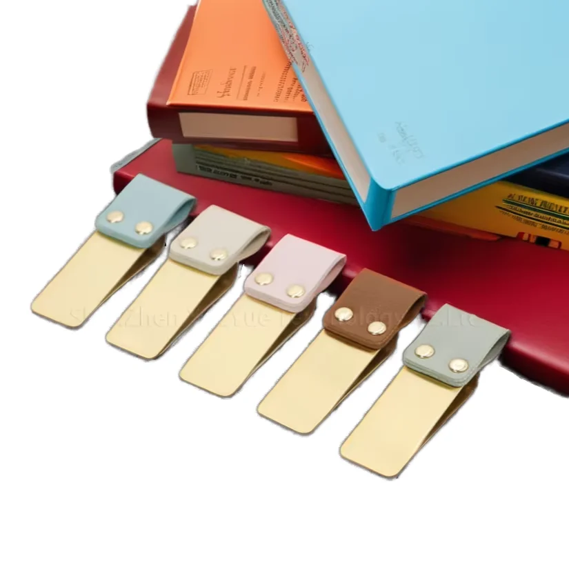 6 Colors Leather Pen Clip Pencil Holder Loop Clip Fountain Pen Business Notebook Clips Bookmarks Craft Leather Promotional Gift