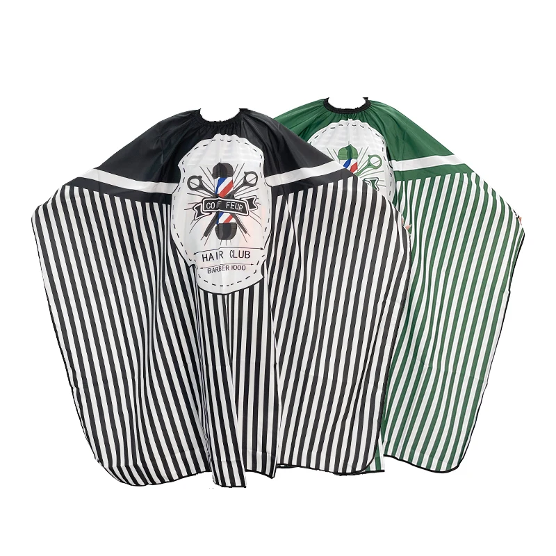 

Hot Sale Custom Barber Cape Hairdressing With Design For Hair Salon Barber Cape, Black /green