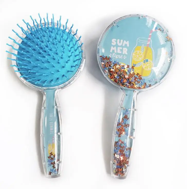 

Wholesale High Quality Abs Hair Brush Glitter Girls Hair Combs Cute Paddle Hair Brush For Kids, Blue/pink/purple/yellow