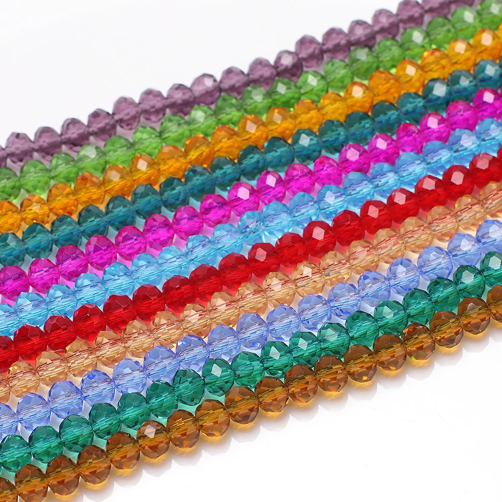 

Flat Rondelle Glass Beads For Jewelry Making 8mm Faceted Round Crystal Beads For Necklace Bracelet DIY Accessories 5strands/lot