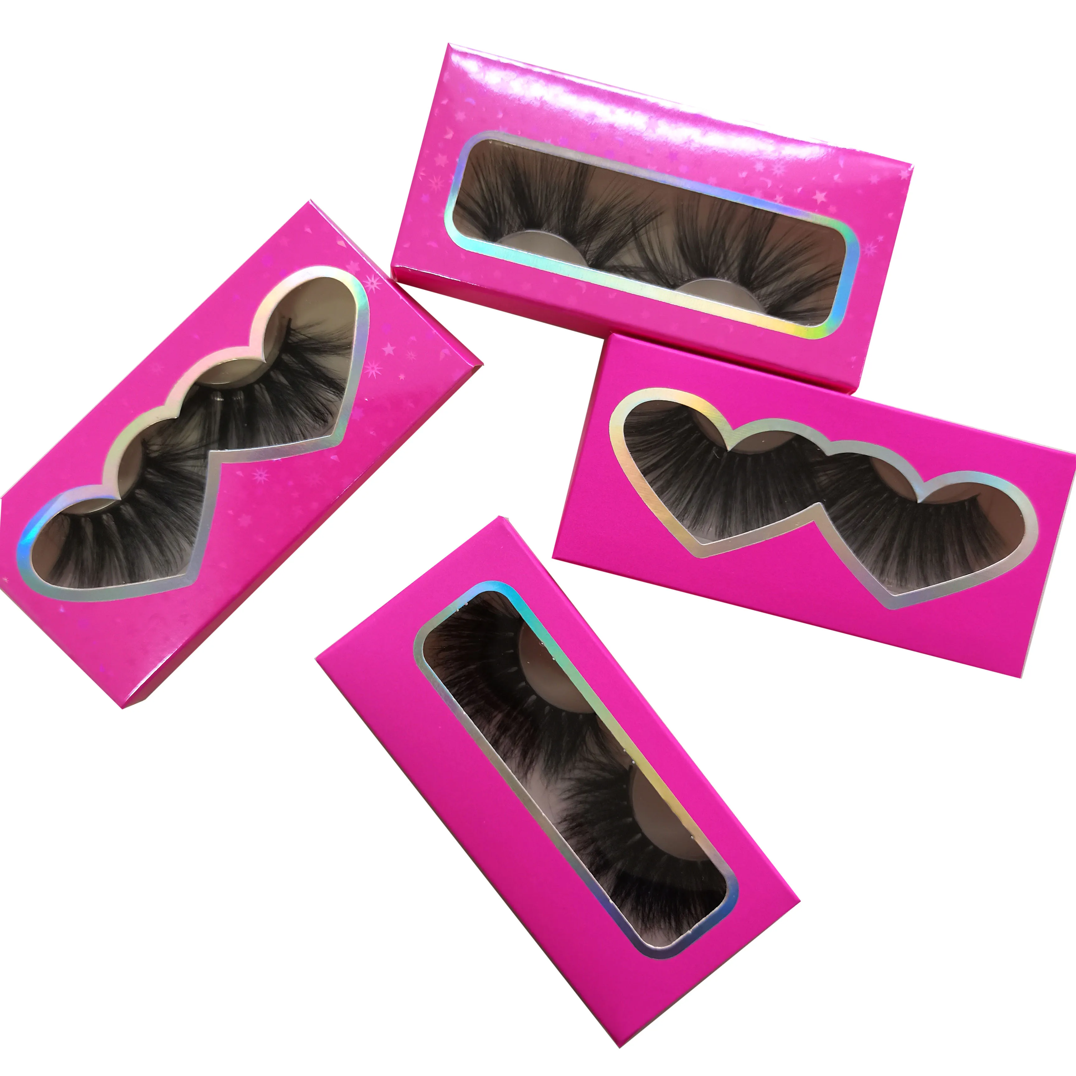 

Wholesale private label vegan full strips mink eyelashes fluffy 25mm 3d 100% mink eyelash vendor customized boxes, Black