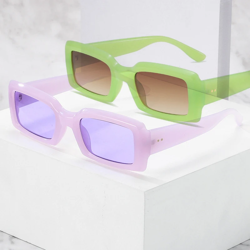 

Ins Popular Fashion Rectangle Sunglasses Women 2022 Retro Jelly Color Eyewear Shades UV400 Men Square Blue Purple Sun Glasses