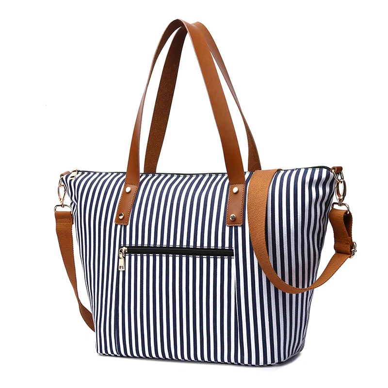 

Multifunctional women Ladies Handbag Casual Beach Bag Shoulder Fashion Striped Water Proof Tote Bag for beach