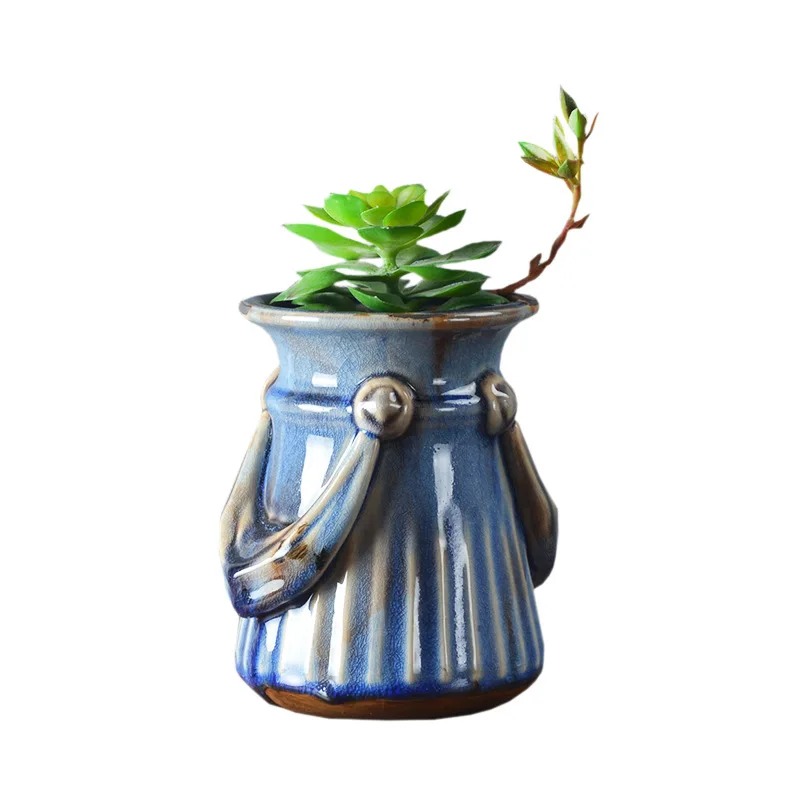 

Factory wholesale rustic retro European style ceramic succulent planters gardening planting pots for home decor