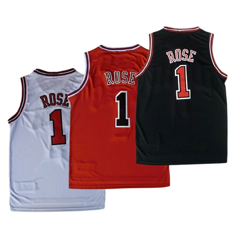 

Top Quality Quick Dry Derrick Rose 1 Chicago Bull s Red Black White Throwback Classics Jersey Shirts Sports Vest Wear Mens