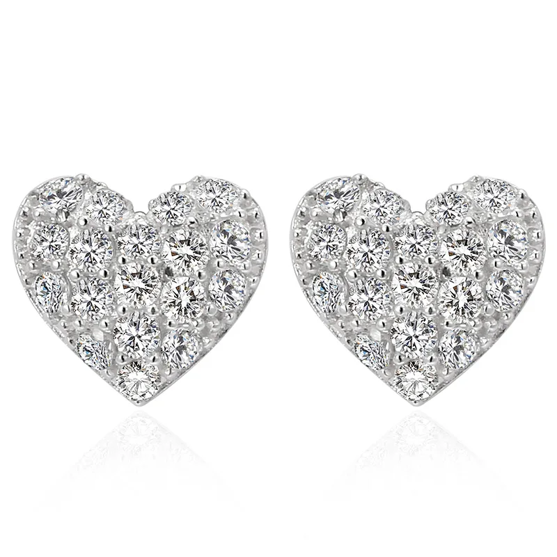 S925 Sterling Silver Earrings Korean Heart-Shaped Diamond Sterling Silver Earrings Wholesale Women's Earrings