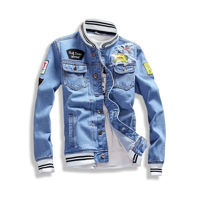 

Fashion Denim Jackets Harajuku Style Mens Winter Jacket Coat Slim Fit Jacket, Blue