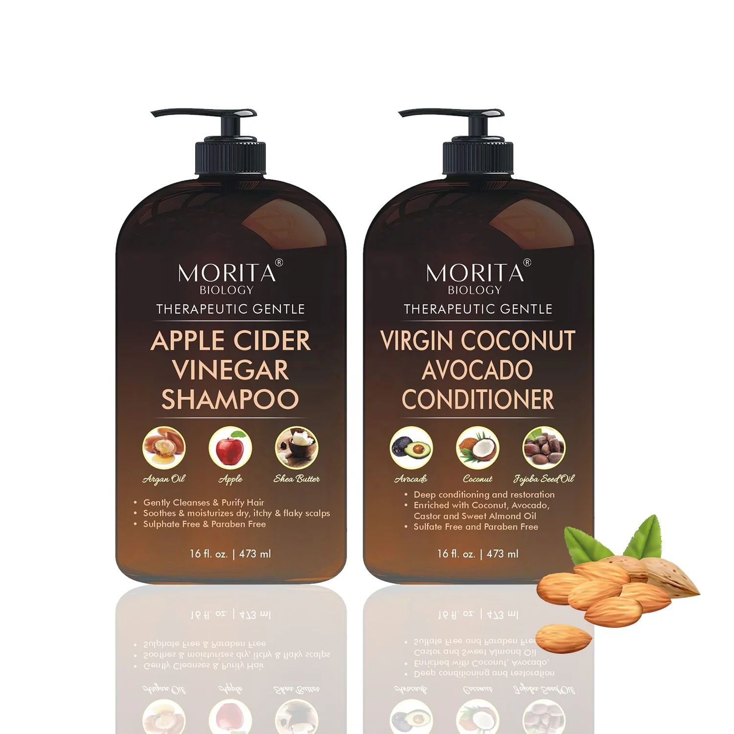 

Wholesale OBM OEM ODM Hair Coconut Oil Avocado Shampoo and Conditioner Hair Care Set anti-dandruff Apple Cider Vinegar shampoo
