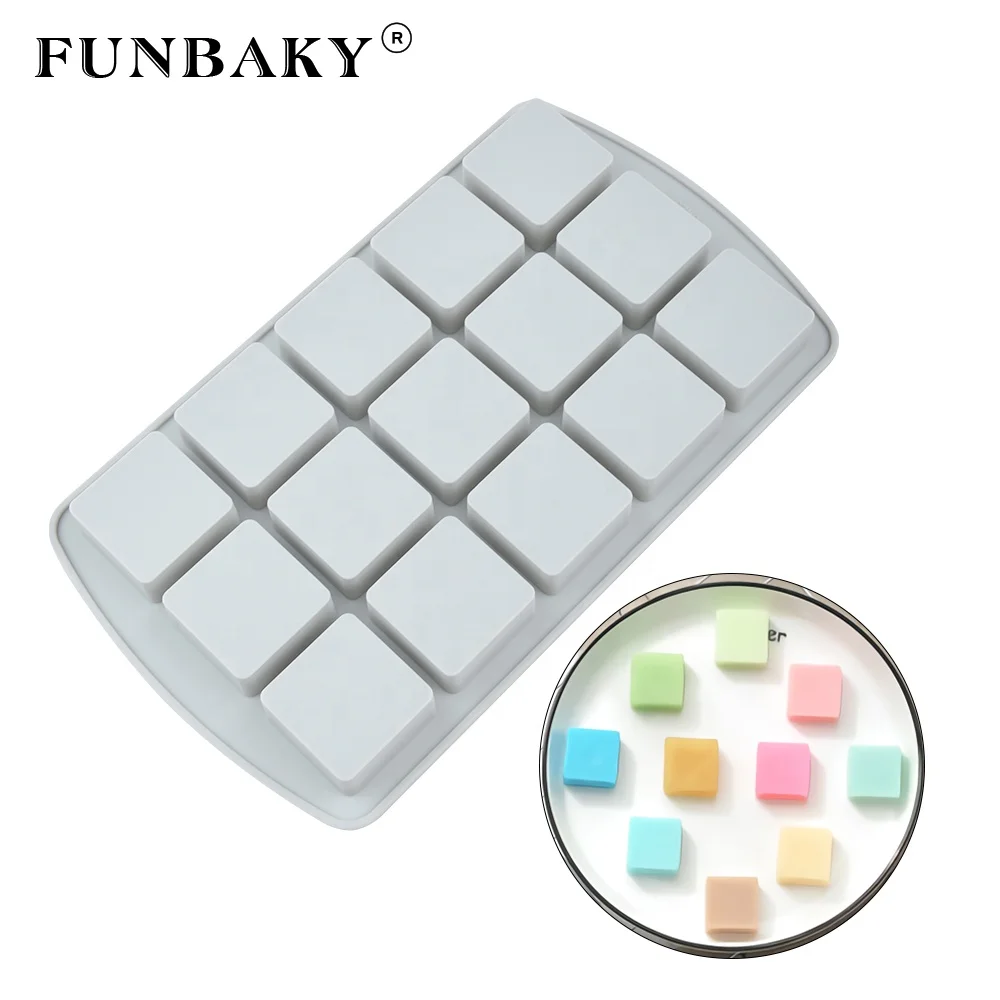 

FUNBAKY Heat resistant square shape silicone mold ice cube making tools multi - cavity chocolate candy silicone mold, Customized color