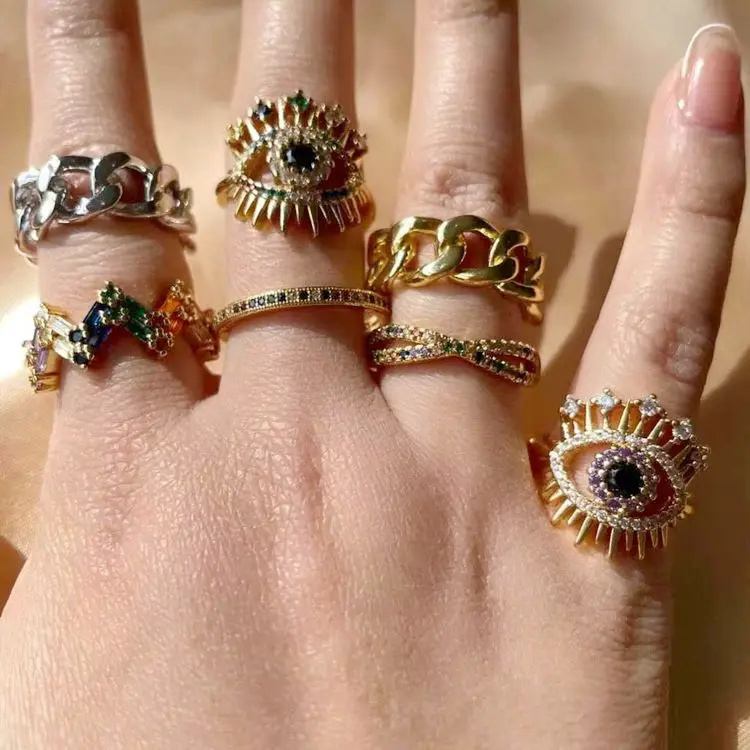 

Factory wholesale fashion copper 18k gold plating zircon ring