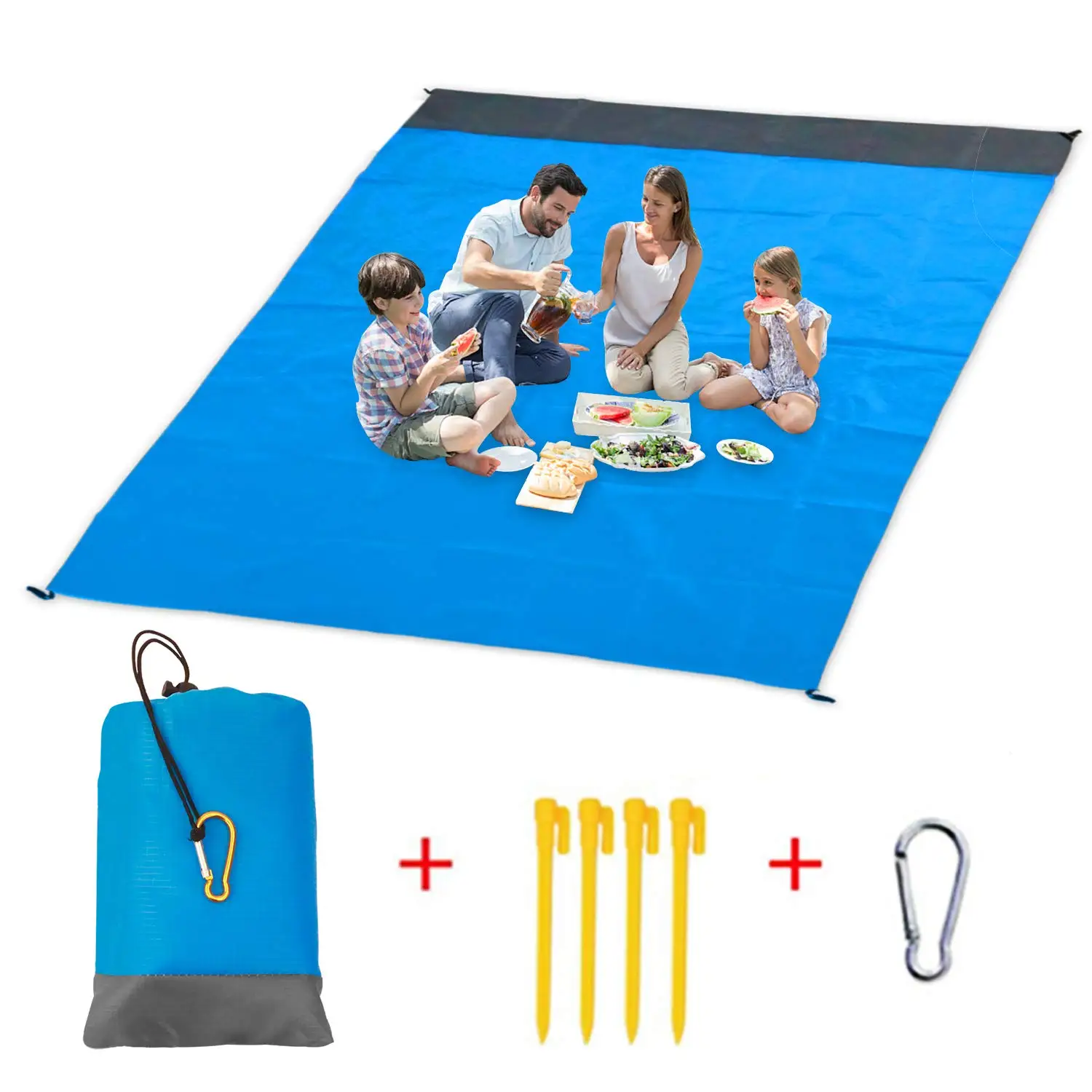 

Light Weight Anti Sand waterproof Outdoor Portable Ground Mat Beach Blanket for Camping Family, Blue/orange/yellow/green/purple/pink