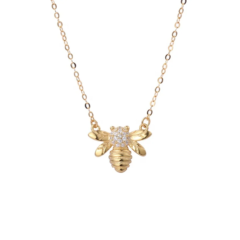 

Gold plated 925 Sterling Silver Cute Bee Animal Necklace A1157