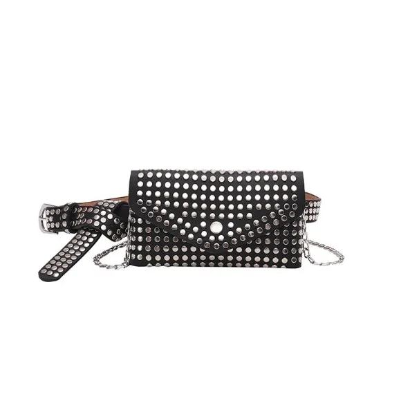 

PU stud belt waist bag custom women fanny pack