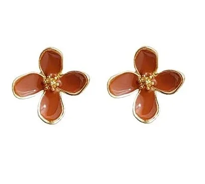 

Pretty Comfortable Non Pierced Earrings Red Flower Invisible Clip On Earrings for Women, Picture shows