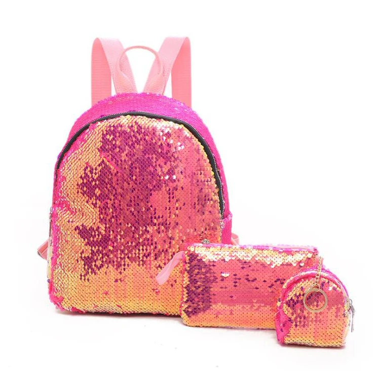 

Exslusive Design Cool-For-School Style 3pcs/set Shiny Sequin Backpack With Pencil Bag And Wallet,Sequin Shoulder Bag Backpack, As sample or customzied