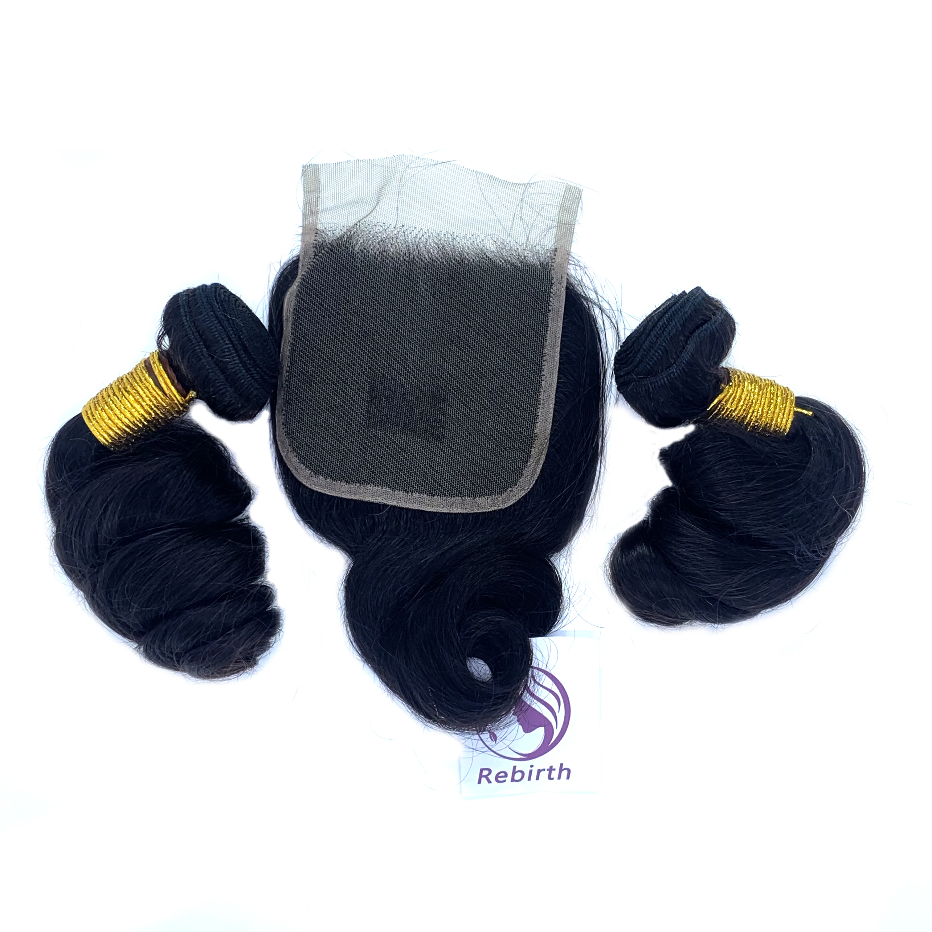 

Customized 5x5 loose wave closure 10a human hair bundles with high quality, Natural colors