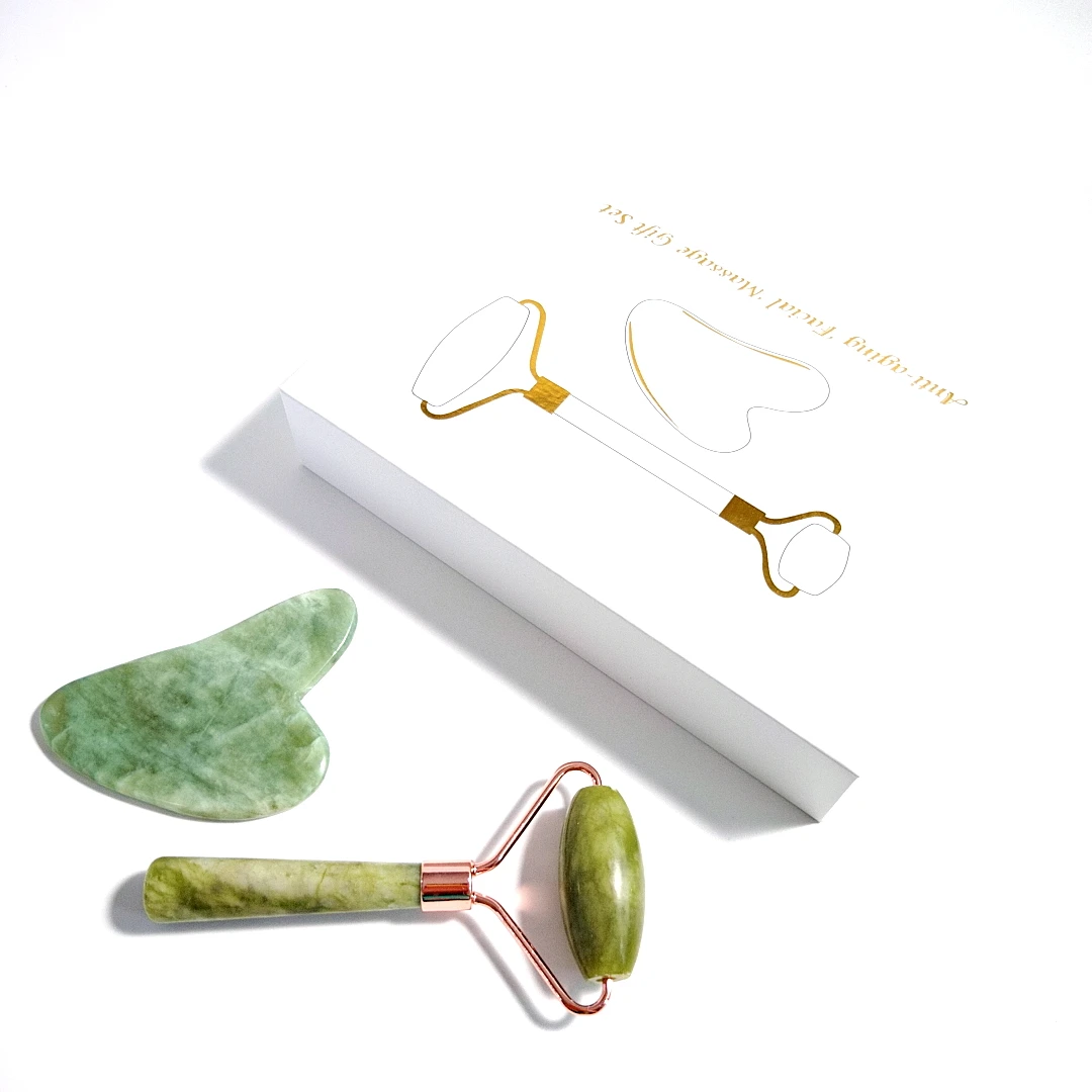 

Natural Stone Xiuyan Jade roller and guasha Mini Face roller and guasha for Anti-aging