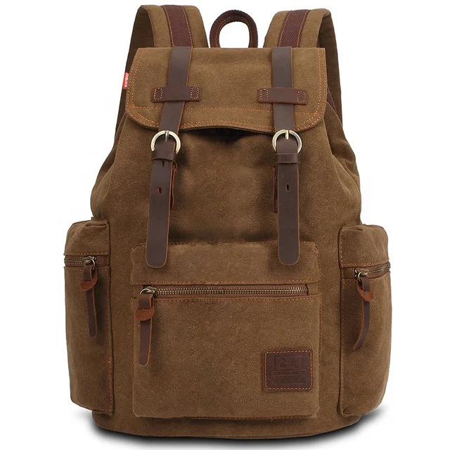 

European and American Style Multi-Function Large Capacity Canvas Backpack Men'S Retro Casual Backpack