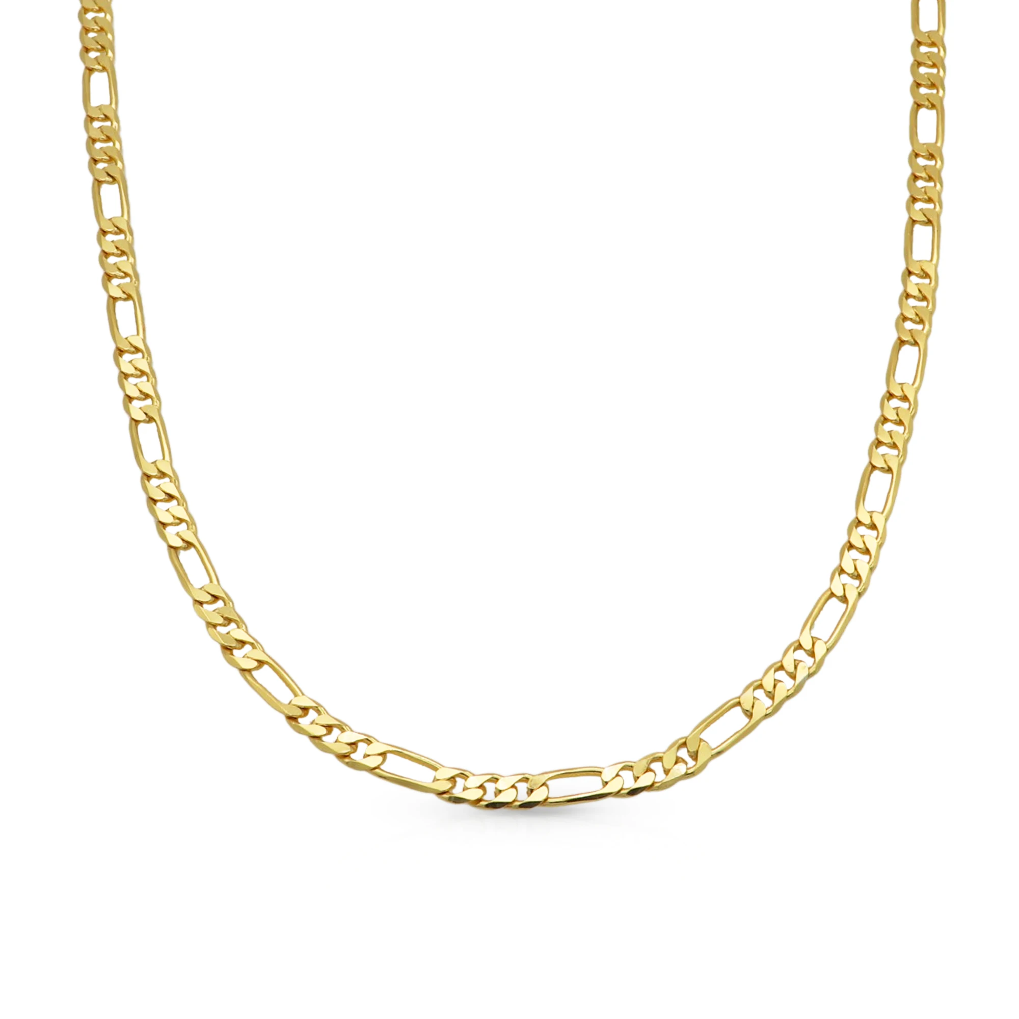

Chris April minimalist 925 sterling silver 18k gold plated chunky figaro chain necklace for single or layered wearing, Yellow gold