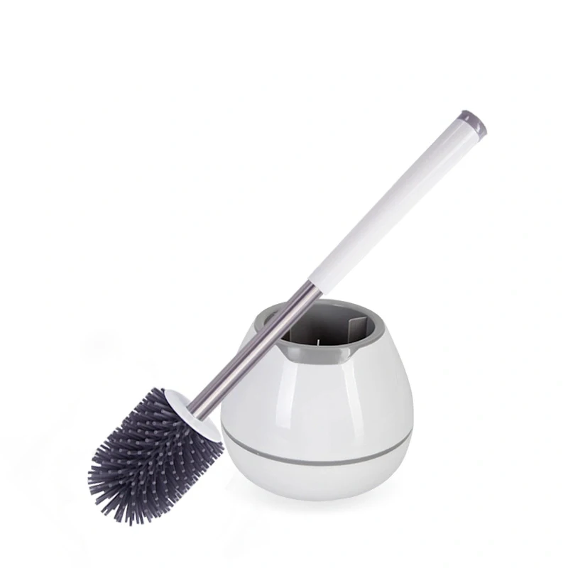 

Bathroom Portable Disinfection Spiral Silicon Pvc Toilet Brush Wc Plastic Easy Clean Silicone Toilet Brush, White+gray