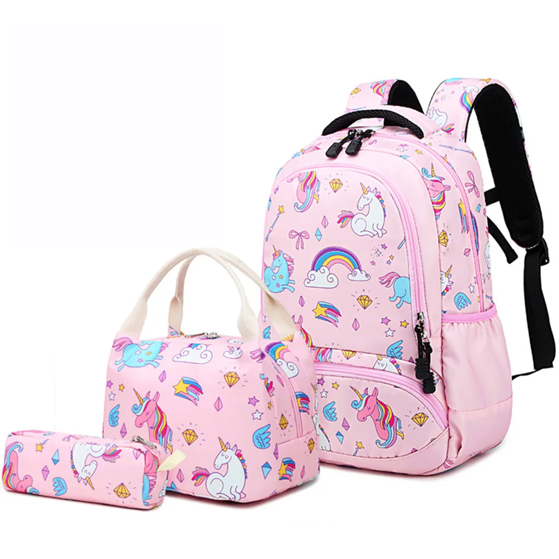 

Meisohua Set of 3 Fashion Cute Bagpack Children Back Pack Lunch Bag Food Delivery Bag School Backpack Girl Kids, Pink