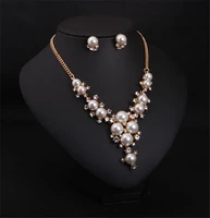 

Luxury pearl diamond necklace earrings set temperament female fashion exaggerate jewelry sets