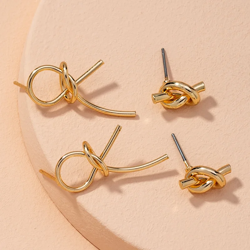 

New women's earrings Korean alloy bow knot style ladies small fragrance earrings