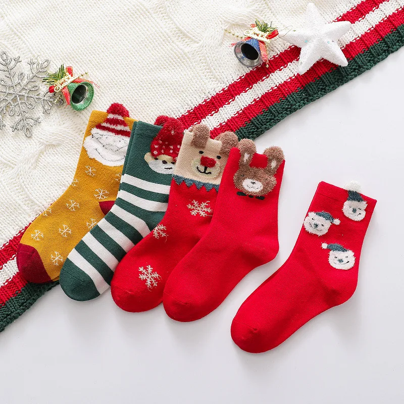 

Hot Sale New Design Custom Socks Keep Warm Thick Jacquard Crew Christmas Socks Kid Socks, Custom color accept